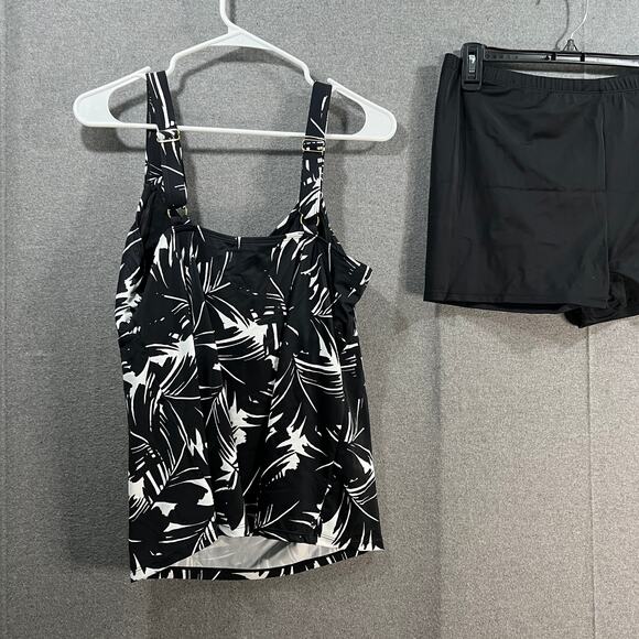 Kim Gravel x Swimsuits Scoop Neck Tankini Set w/ Bike Shorts Black Size 14 - Picture 4 of 9